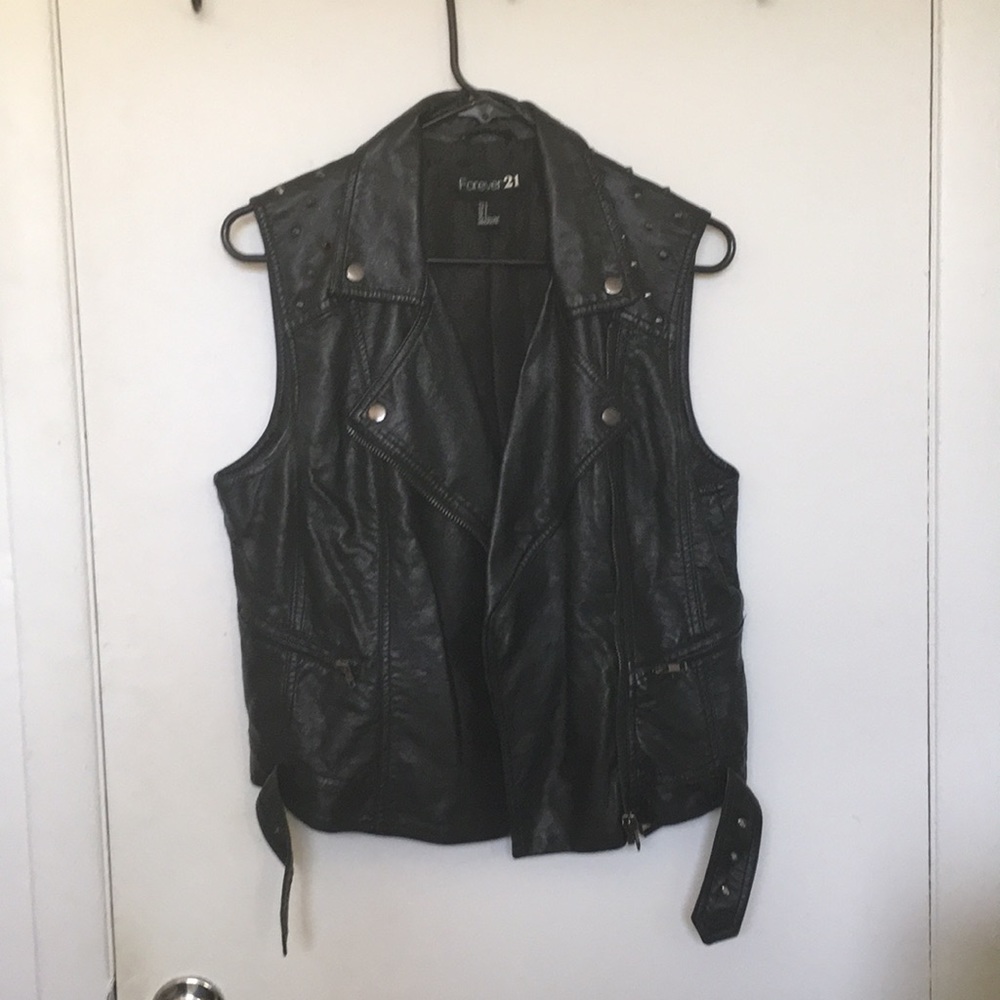 Studded Faux Leather Vest